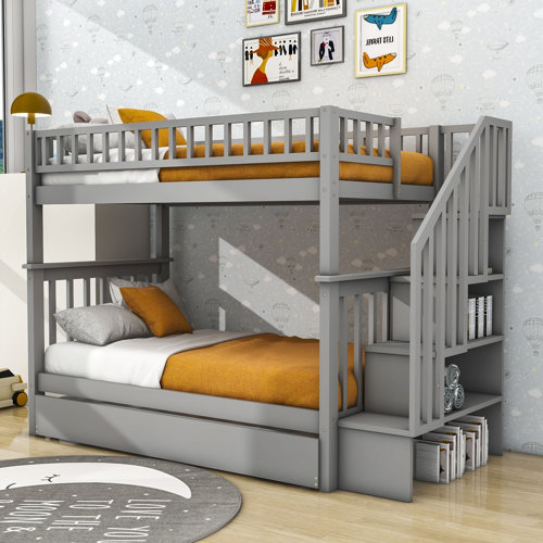 Harriet Bee Wyncliff Twin over Twin Standard Bunk Bed with Trundle by